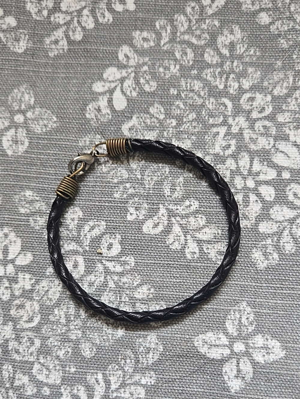 Braided Black Leather Bracelet with Brass Accents Boho Neutral Women Men